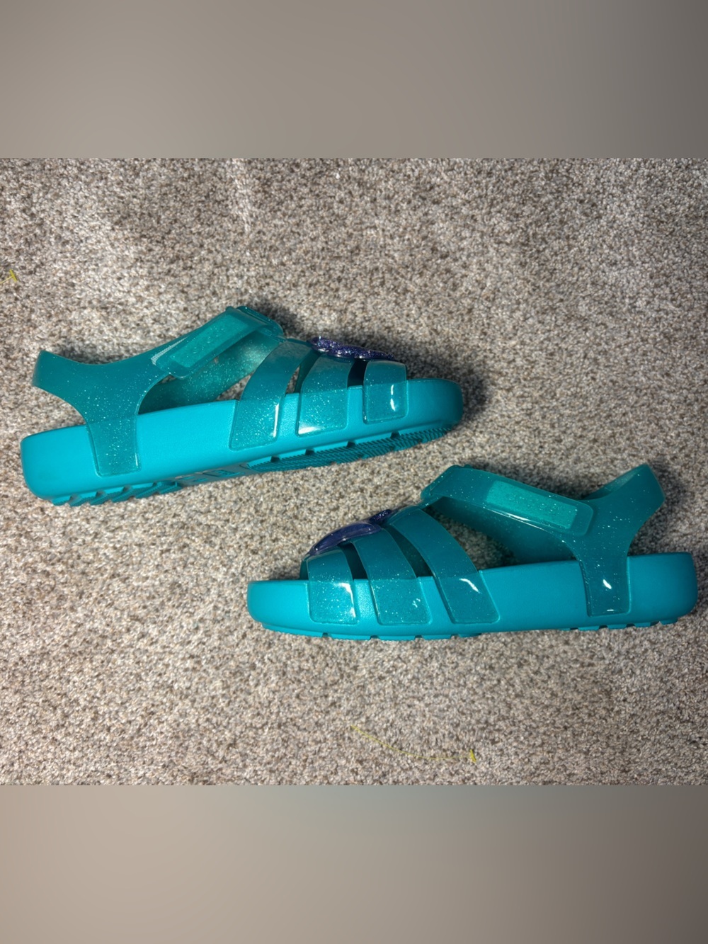 NEW Crocs Disney The Little Mermaid Ariel Isabella Glitter Jelly Sandals Teal J3 - Picture 4 of 6